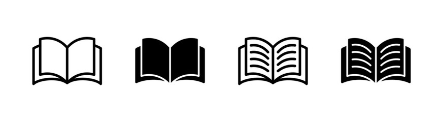 Open book icon. Diary vector illustration. Reading, education or study symbol. Bookshop logo. Notebook pictogram. Textbook icon concept.