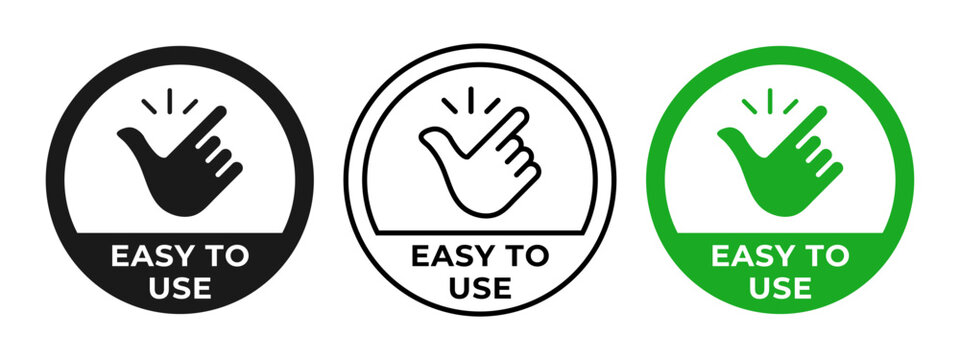 Easy to use badge. Snap of fingers vector illustration. Easy to care label. Simple to use emblem. Finger snapping icon.