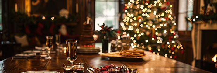 Christmas holiday dinner banner concept