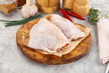 Raw chicken thigh for cooking