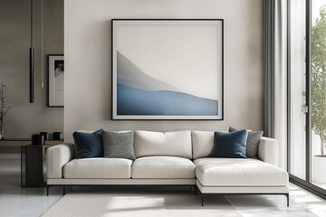 Frame mockup, ISO A paper size. Home Office wall poster mockup. Interior mockup with office background. Modern interior design.