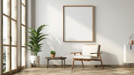 Frame on the wall mock up background illustration generated by ai