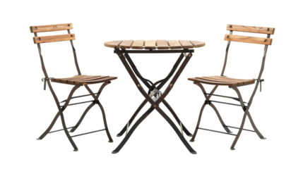 Outdoor table and chairs on transparent background