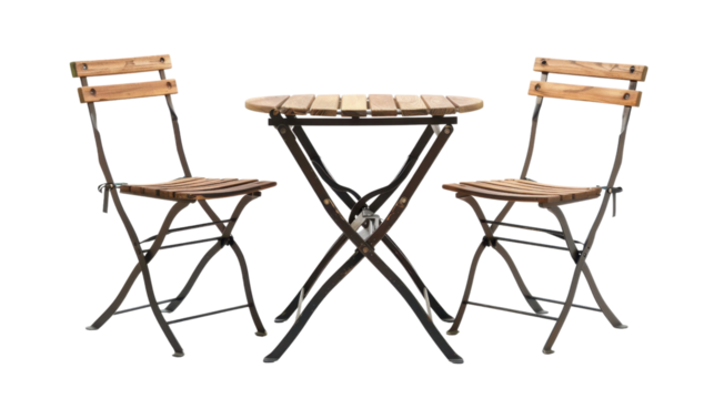 Outdoor table and chairs on transparent background