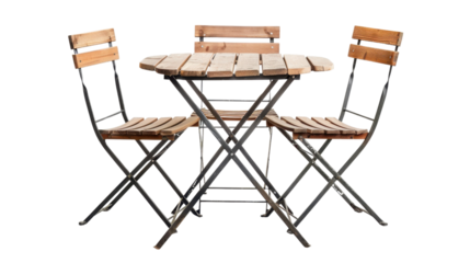 Outdoor table and chairs on transparent background