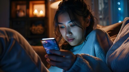 girl is looking at her phone