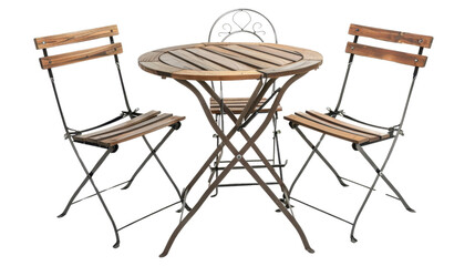Outdoor table and chairs on transparent background