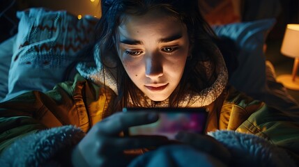 girl is looking at her phone