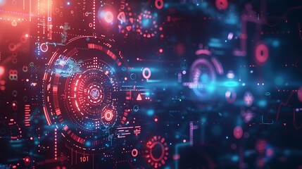 Fototapeta premium Tech Innovation: Abstract Digital Background with Futuristic Symbols