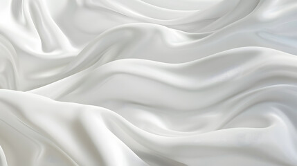 Obraz premium Minimal abstract white background with smooth curve, flowing satin waves for backdrop design, generative ai