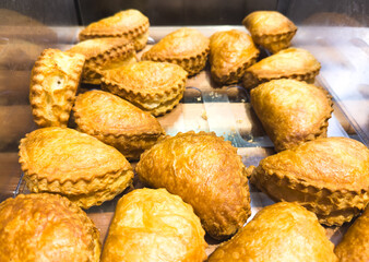 Fresh pastries on display in a cafe