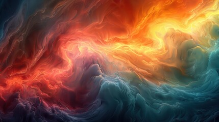 A digital art piece with swirling colors representing the dynamic patterns of changing climate and weather systems. 