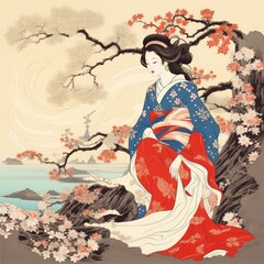 Fototapeta premium Japanese Paintings Art Mythical creatures in artwork