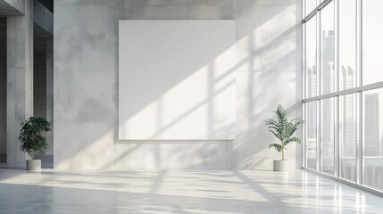 Fototapeta premium Modern bright interiors apartment with mockup poster frame. 3D rendering.
