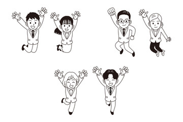 ジャンプしているビジネスパーソン