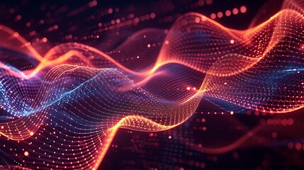 Glowing Digital Waveform Background Exuding Energy and Motion