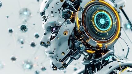 Futuristic Cybernetic Abstract Background with Robotic Elements Representing Advanced Technology and Automation