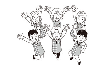 ジャンプしている保育士