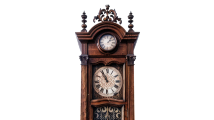 Old Antique Grandfather Clock on transparent background