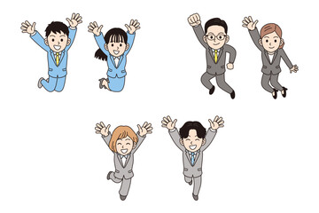 ジャンプしているビジネスパーソン