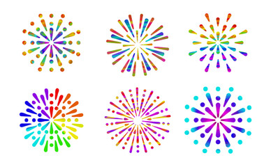 カラフルな花火のベクターイラストセット
