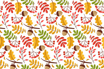 Autumn Leaves, Berries, and Acorns Pattern
