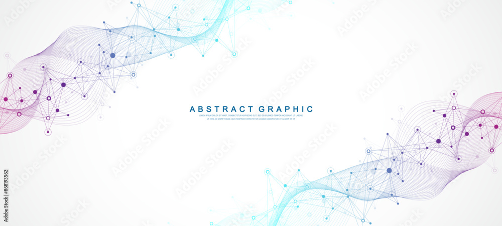 Aufkleber Global network connection banner design template. Header social network communication in the global business concept. Big data visualization. Internet technology