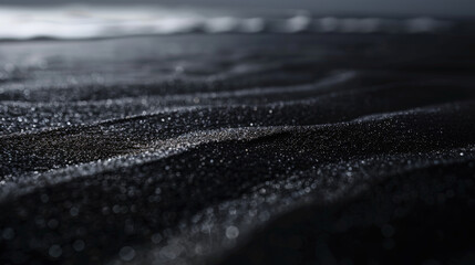 Minimalist Black Sand Beach. Generative AI