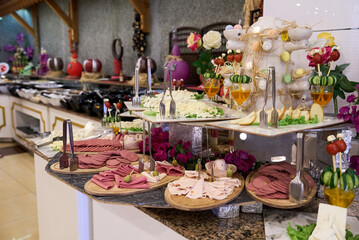 Concept of food All-inclusive buffet-style in Turkey. High quality photo