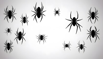 Black Spiders on a White Background