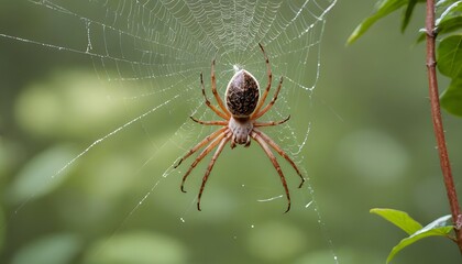 A Spider on a Web in a Green Forest