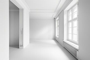 empty white room with windows