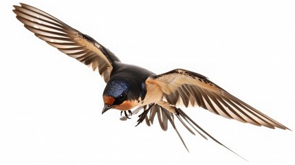Obraz premium Swallow in Flight, Isolated on White Background