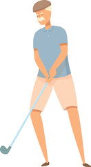 Senior man is playing golf, enjoying his retirement by staying active and having fun