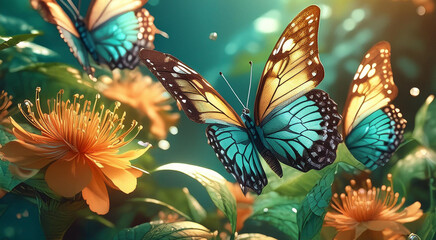 butterfly on flower, generative ai
