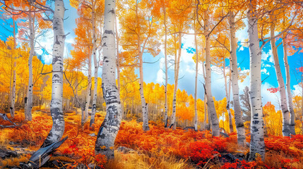 Fototapeta premium Beautiful aspen trees, especially in their vibrant fall colors.