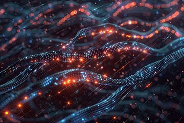 Digital DNA background with glowing light