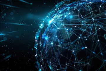 Fototapeta premium Digital background of globe with network connection 