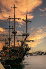 Pleasure vintage sailing ship in the style of the Spanish galleon