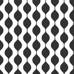 Groovy retro background. Vintage monochrome black and white seamless pattern with wavy lines. 60s, 70s style nostalgic vector wallpaper print