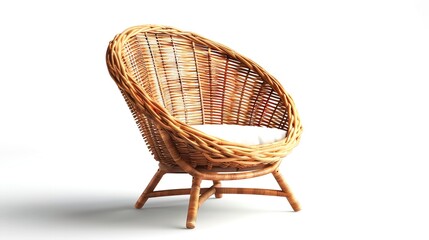 Obraz premium Wicker Chair Isolated on White Background - Details