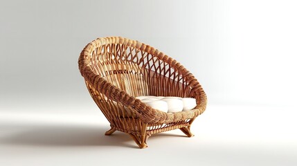 Obraz premium Wicker Chair Isolated on White Background - Details