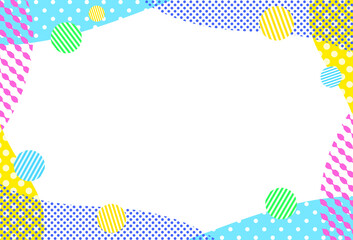 夏　イメージ　フレーム　枠　飾り枠　ポップ　抽象的　さわやか　涼しい　おしゃれ　ストライプ　ボーダー　水玉　ウェーブ　キラキラ　暑中見舞い　夏休み　夏祭り　見出し　タイトル　表紙　ポスター