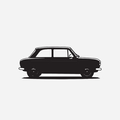 Naklejka premium Black silhouette of a car in white background