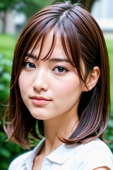 Fototapeta premium セミロングヘアの日本人女性