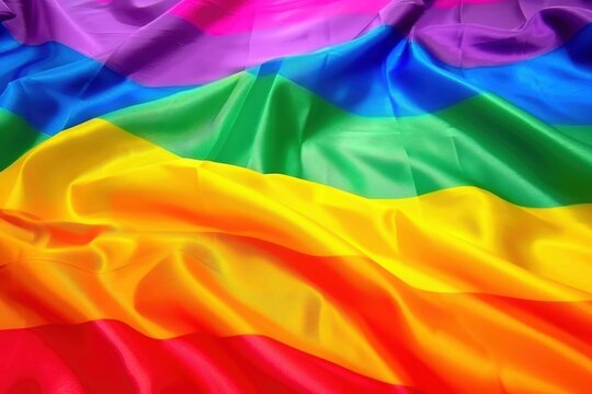 Rainbow flags showing in hands human rights and celebrate lgbtq in Pride month