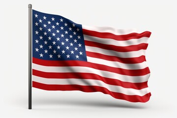 Isolated american national flag in png format on white background for usa symbol