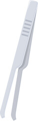 Stainless steel kitchen tongs lying on a white background