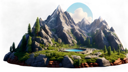 3D mountain with transparent background