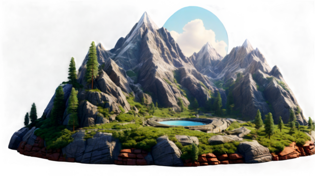 3D mountain with transparent background